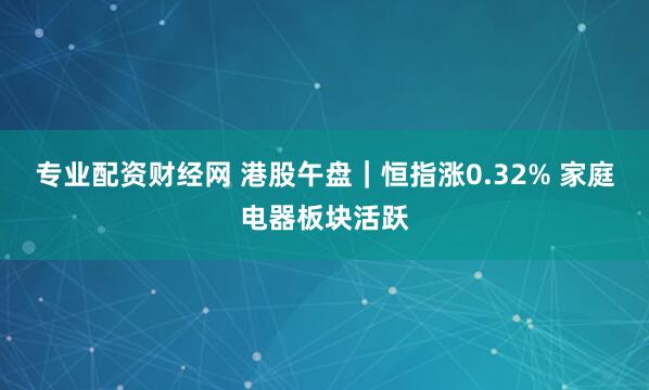 专业配资财经网 港股午盘｜恒指涨0.32% 家庭电器板块活跃